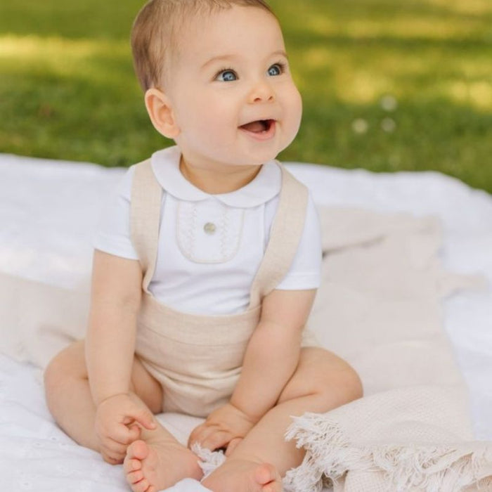Shorts and suspenders - 6m to 18m - Beige par Pureté du bébé - Baby Shower Gifts | Jourès Canada