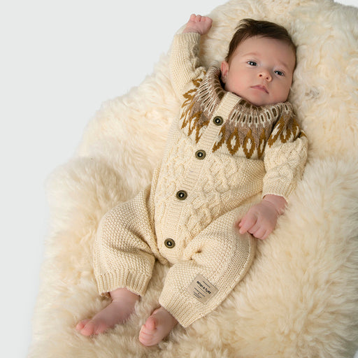 Eeley Knitted Jumpsuit - 3m to 12m - Angora Cream par MINI A TURE - MINI A TURE | Jourès Canada
