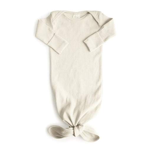 Ribbed Knotted Newborn Baby Gown - 0-3m - Ivory par Mushie - Pajamas, Baby Gowns & Sleeping Bags | Jourès Canada