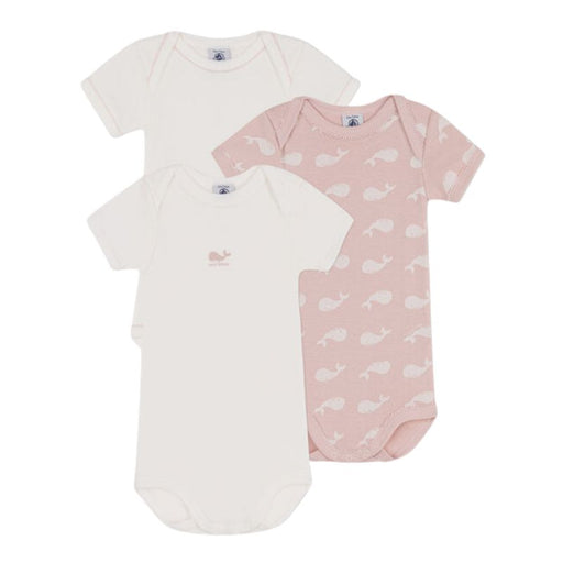 Short Sleeves Cotton Bodysuits - 3m to 24m - Pack of 3 - Pink Whales par Petit Bateau - Pants & Shorts | Jourès Canada