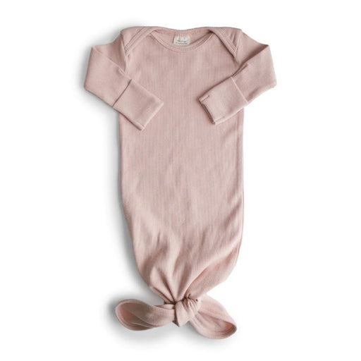 Ribbed Knotted Newborn Baby Gown - 0-3m - Blush par Mushie - Pajamas, Baby Gowns & Sleeping Bags | Jourès Canada