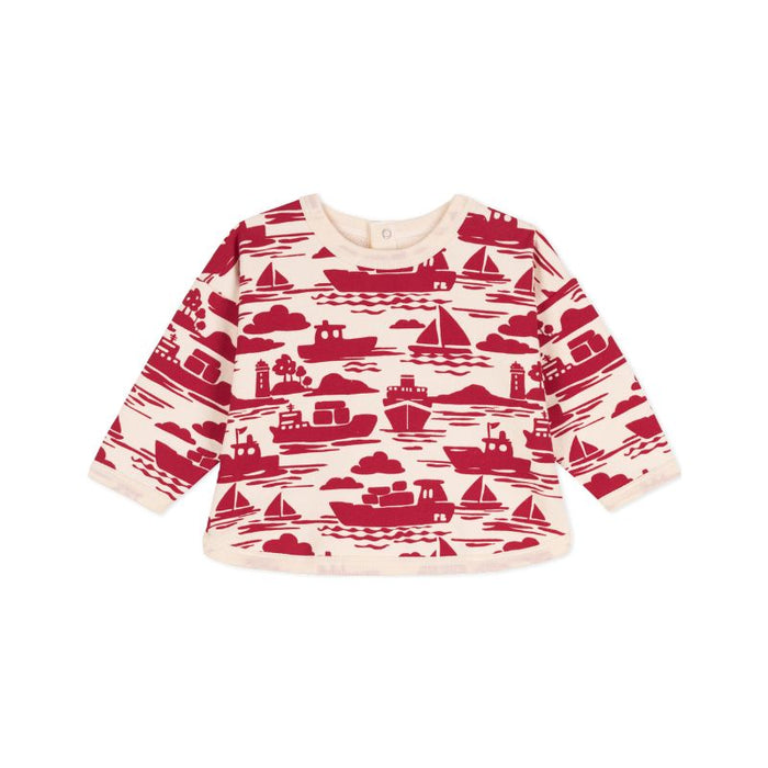 Sweatshirt - 6m to 36m - Red Boats par Petit Bateau - Clothing | Jourès Canada