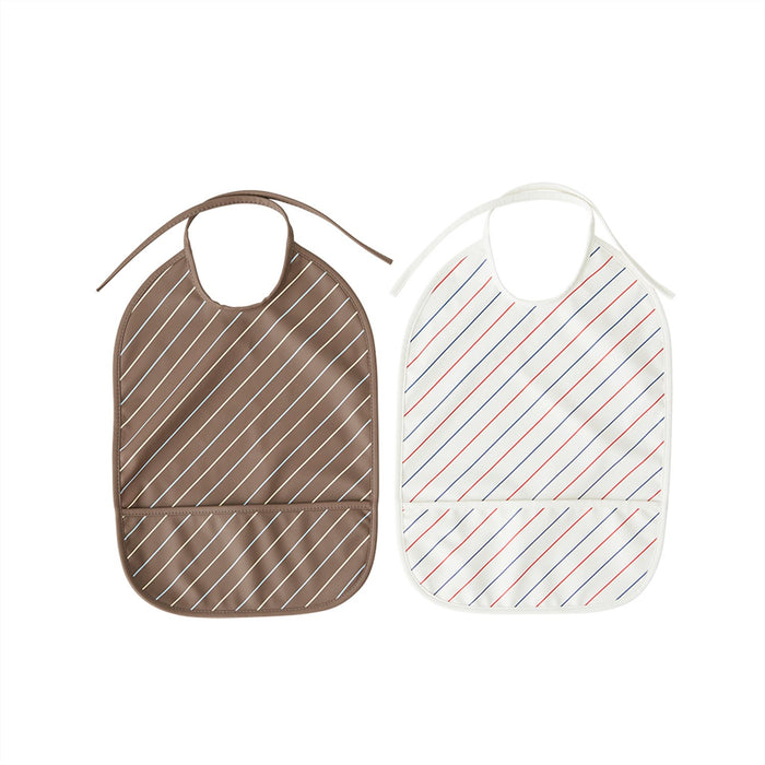 Striped Bibs - Pack of 2 - Mellow / Choko par OYOY Living Design - Baby | Jourès Canada