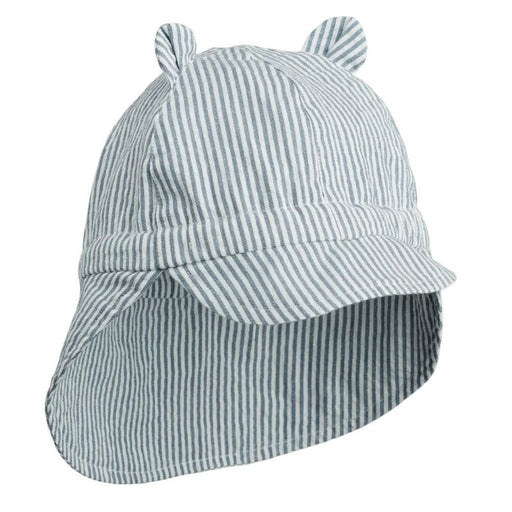 Gorm Reversible Seersucker Sun Hat - 0m to 2Y - Blue Wave / Creme de la creme par Liewood - Hats, Mittens & Slippers | Jourès Canada