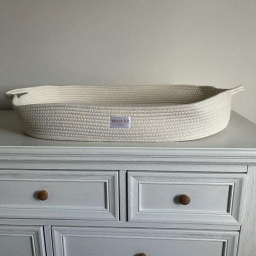 Organic Cotton Changing Basket With Mattress - Meringue par Mustbebaby - Changing Pads, Baskets & Cushions | Jourès Canada