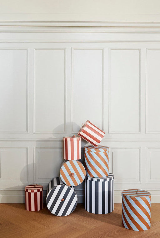 Storage Box - Round - Stripe - Set of 3 par OYOY Living Design - OYOY MINI - Storage | Jourès Canada