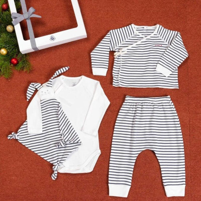 Baby Gift Set - 1m to 12m - Pack of 4 - Black Stripes par Petit Bateau - Baby | Jourès Canada
