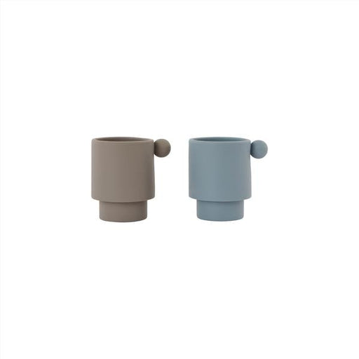 Tiny Inka Cup - Pack of 2 - Dusty blue / Clay par OYOY Living Design - OYOY MINI - Cups, Sipping Cups and Straws | Jourès Canada