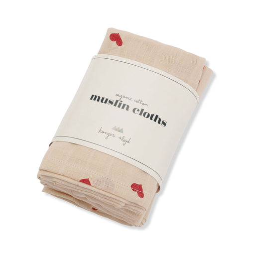 Muslin Swaddles - Pack of 3 - Amour rouge par Konges Sløjd - The Love Collection | Jourès Canada