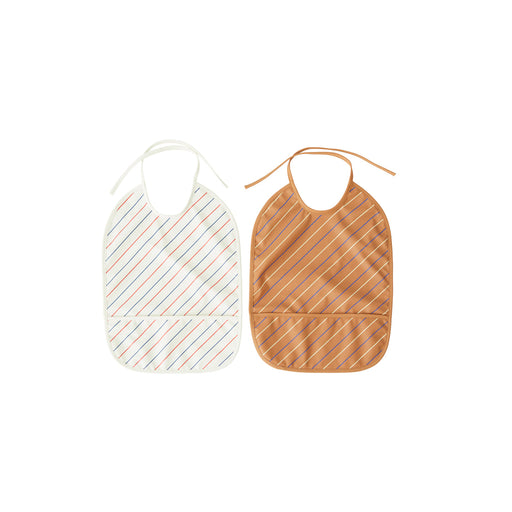 Striped Bibs - Pack of 2 - Caramel / Mellow par OYOY Living Design - OYOY MINI - Sleeveless Bibs | Jourès Canada