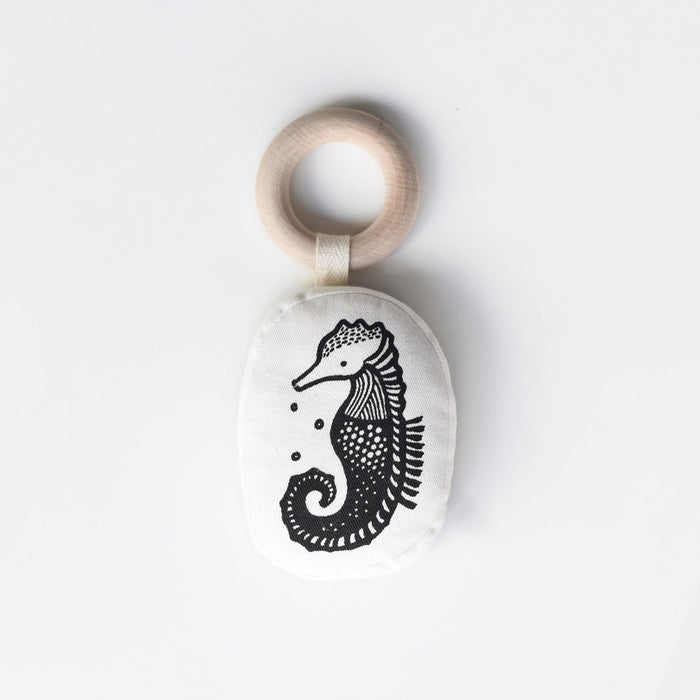Organic teether with wooden ring - seahorse par Wee Gallery - Baby | Jourès Canada
